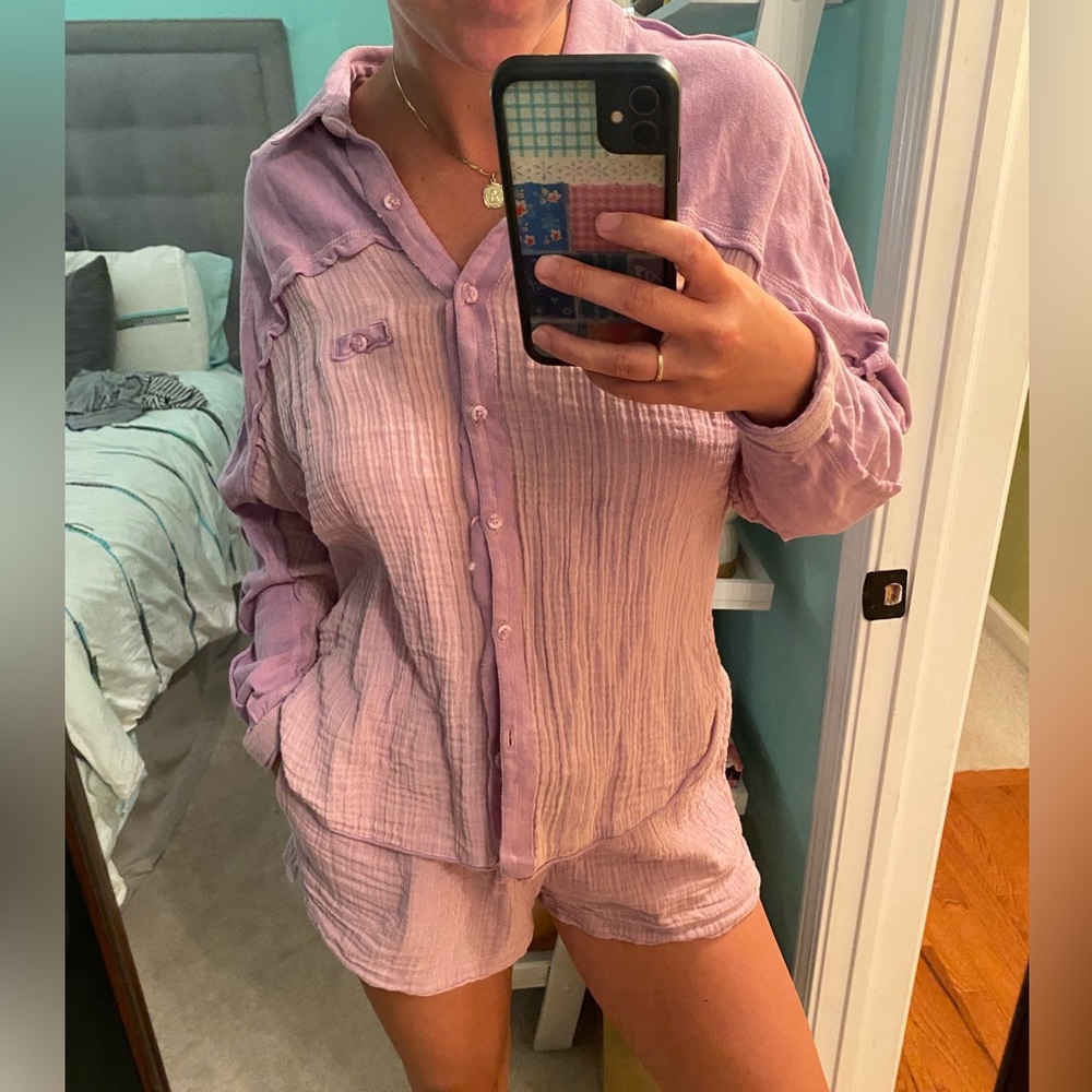 Out From Under Linen Short Set